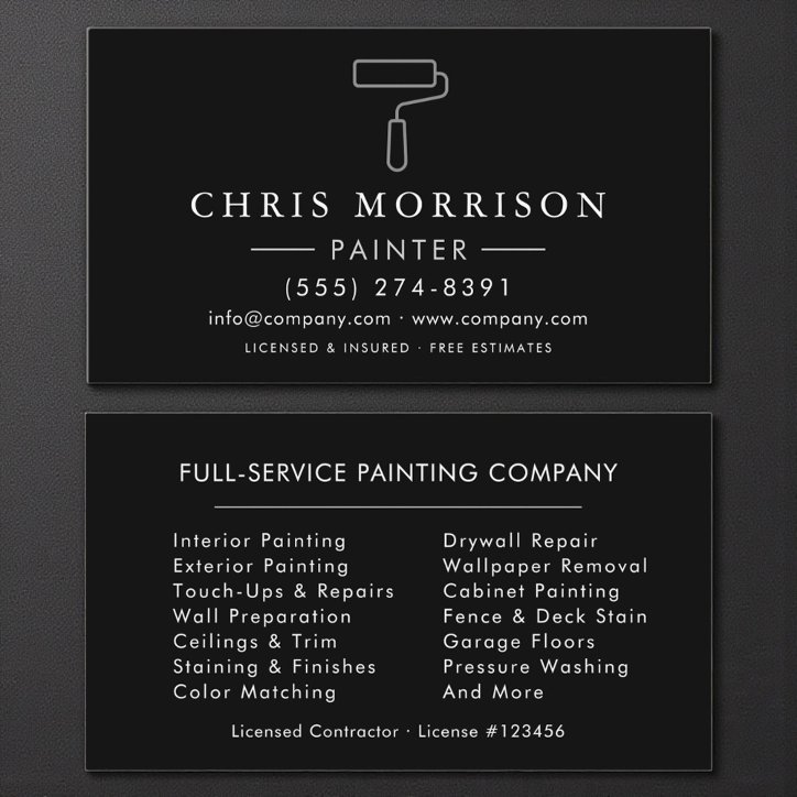 Painter Black Silver Modern Business Card