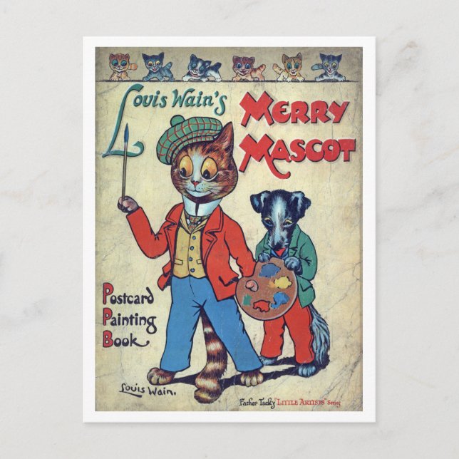 Painter Cat, Louis Wain Postcard (Front)