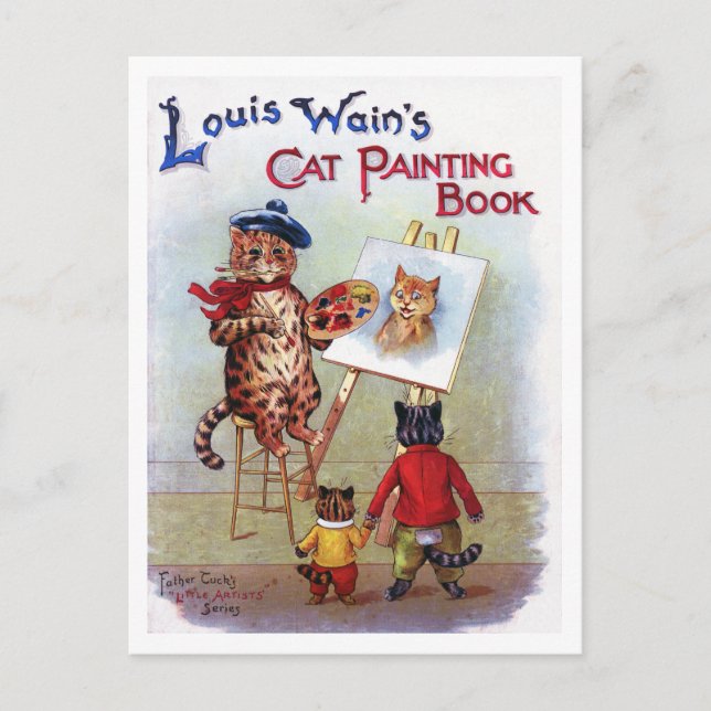 Painter Cat, Louis Wain Postcard (Front)