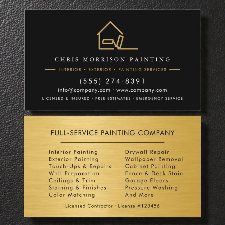 Painter Contractor Metallic Gold Business Card