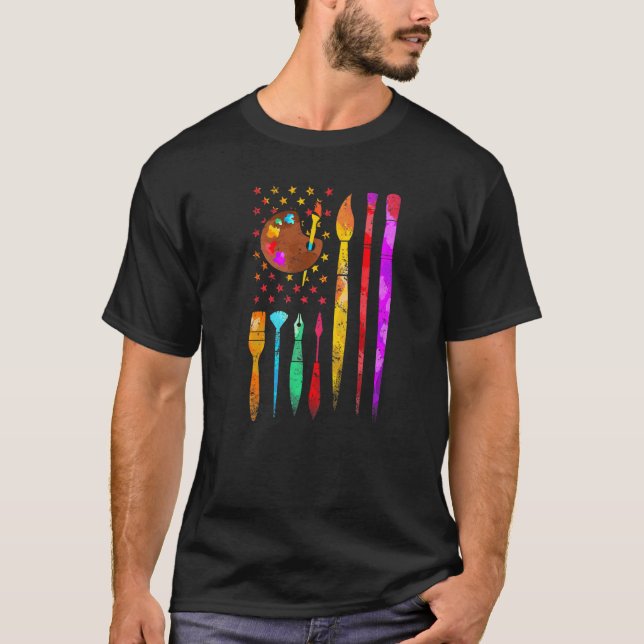 Painter Costume Paint Palette Brush Artist America T-Shirt (Front)