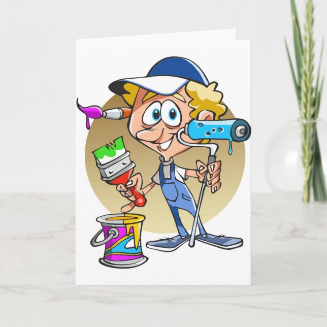 Painter decorator Cartoon mascot Card (Front)