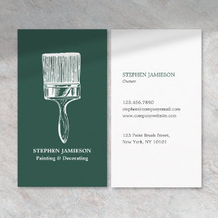 Painter & Decorator Dark Green and White Business Card