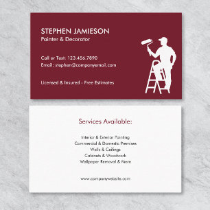 Painter & Decorator Painting Services Red White Business Card