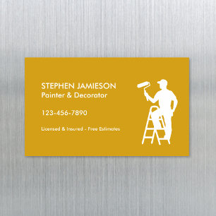 Painter & Decorator Painting Services Yellow White Business Card Magnet