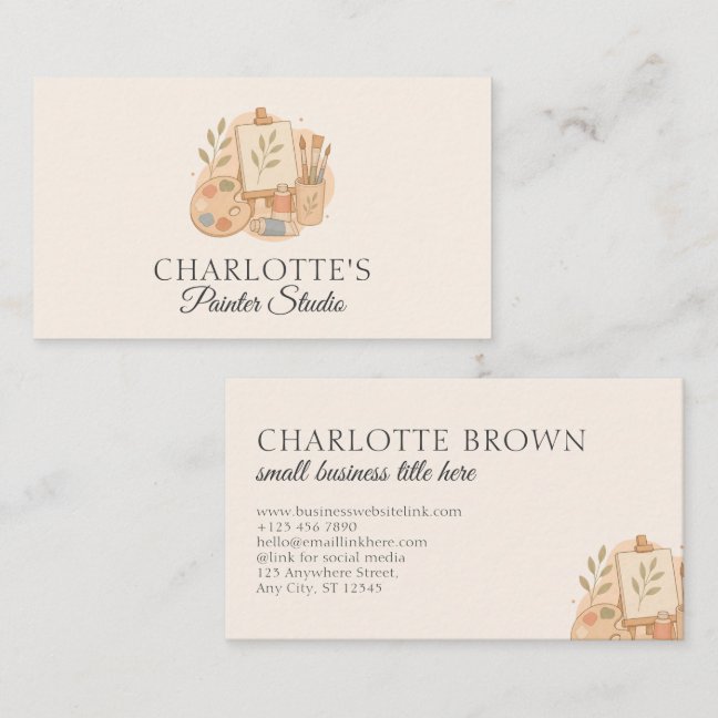 Painter Elegant Watercolor Artist Branding Business Card