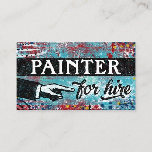 Painter For Hire Business Cards _ Blue Red