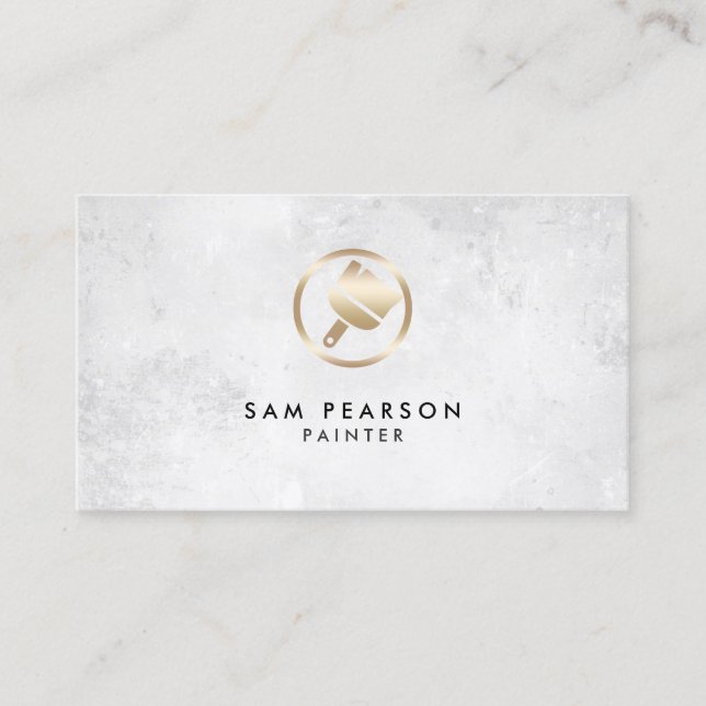 Painter Gold Paint Brush Icon Business Card (Front)