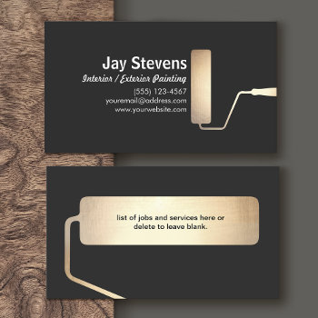 Painter Gold Paint Roller Black Business Card by sm_business_cards at Zazzle