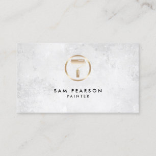 Painter Gold Paint Roller Brush Icon Business Card