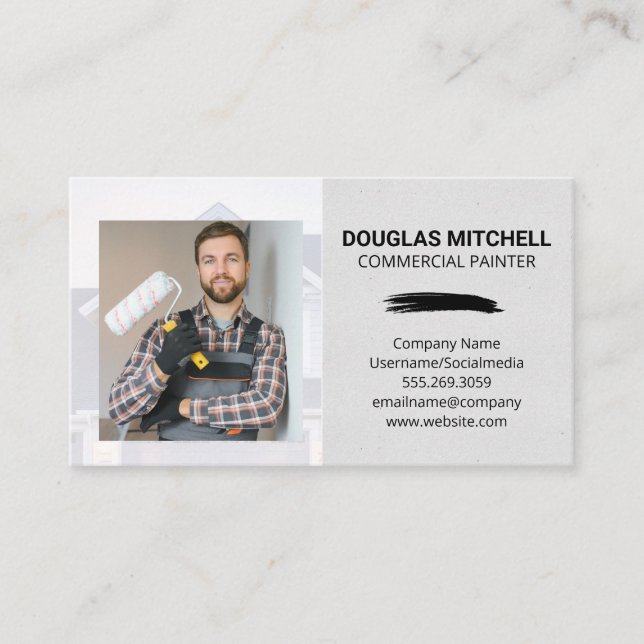 Painter Holding Brush | Contract Worker Business Card (Front)