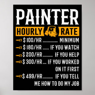 Painter Hourly Rate Funny Painter Poster