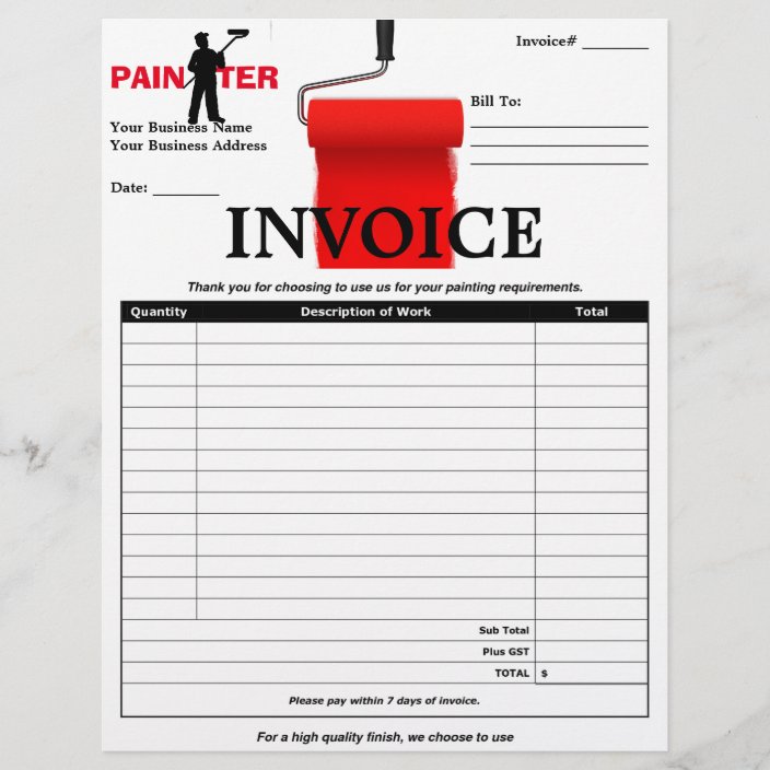 PAINTER INVOICE Zazzle Com   Painter Invoice R98f6bd5e904e4f9580a2ffc5845bf27c Tcvc9 704 