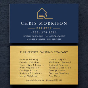 Painter Navy Blue Gold Business Card