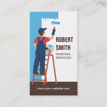Painter On Ladder Painting Service Business Card by dadphotography at Zazzle