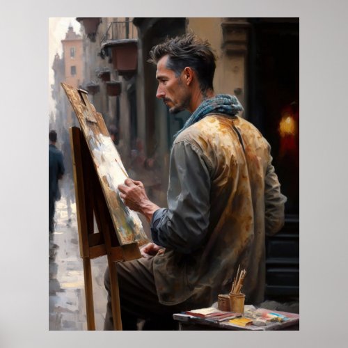 Painter on the Parisian Streets Poster