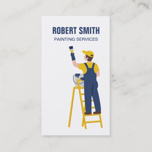 Painter on Yellow Ladder Painting Business Card