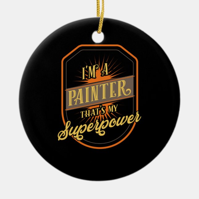 Painter Painting Ceramic Ornament (Front)