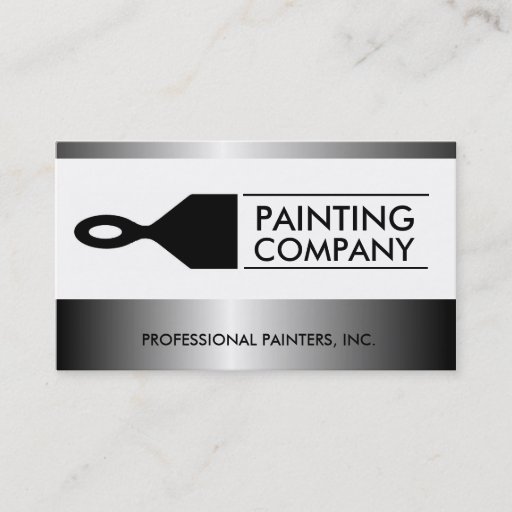 Customizable Painter Painting Contractor Paint Brush Metallic Business Card Template