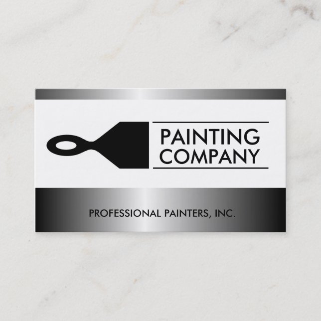 Painter Painting Contractor Paint Brush Metallic Business Card (Front)