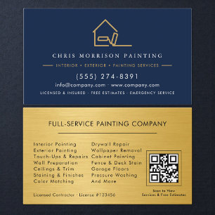 Painter Painting Metallic Gold QR Code Business Card