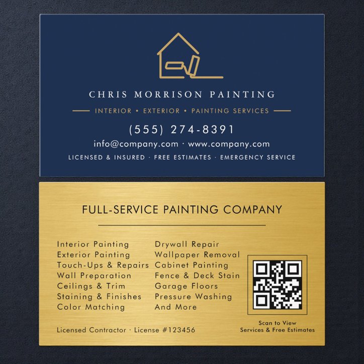 Painter Painting Metallic Gold QR Code Business Card