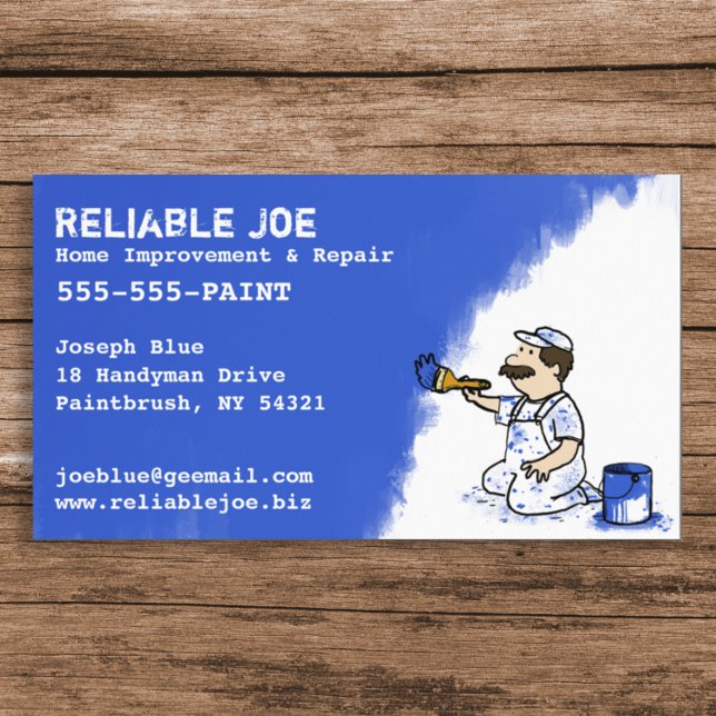 Painter Painting Royal Blue Paint | Fun Contractor Business Card