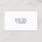 Painter Painting Royal Blue Paint | Fun Contractor Business Card (Back)