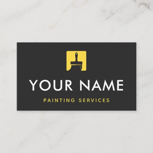 Painter Painting Yellow Paint Brush Icon Simple Business Card