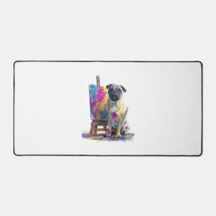 Painter Pug � Abstract Art Dog Desk Mat