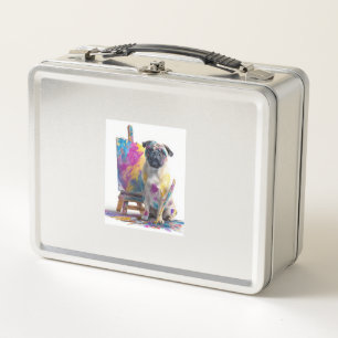 Painter Pug � Abstract Art Dog Metal Lunch Box