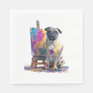 Painter Pug � Abstract Art Dog Napkins