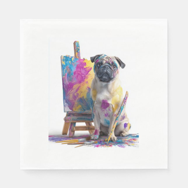 Painter Pug � Abstract Art Dog Napkins (Front)