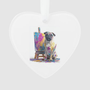 Painter Pug � Abstract Art Dog Ornament