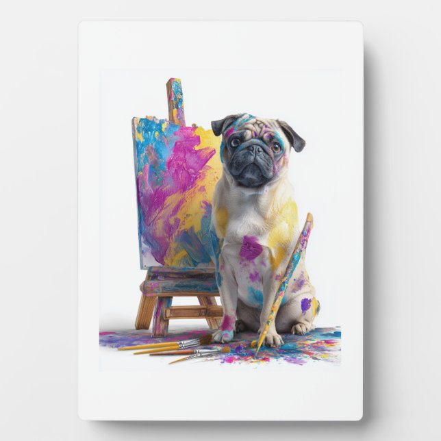 Painter Pug � Abstract Art Dog Plaque (Front)