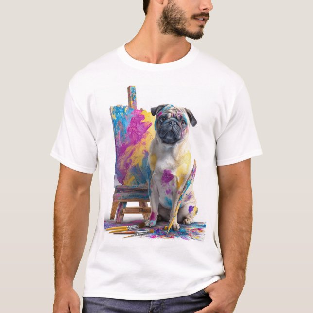 Painter Pug � Abstract Art Dog T-Shirt (Front)