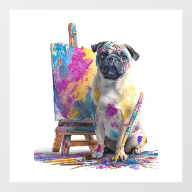 Painter Pug � Abstract Art Dog Wall Decal (Front)