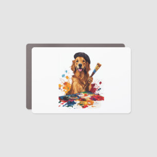 Painter Pup – Artistic Dog with Easel Car Magnet