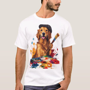 Painter Pup � Artistic Dog with Easel T-Shirt