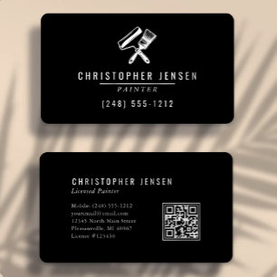 Painter QR Code Black and White Rounded Painting Business Card