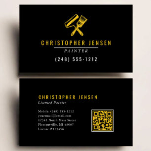 Painter QR Code Black Yellow Painting Business Card