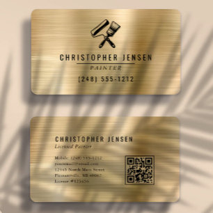 Painter QR Code Gold Black Metallic Rounded Business Card