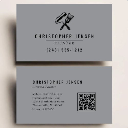 Painter QR Code Gray Black Painting Business Card