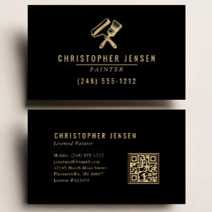 Painter QR Code Painting Business Black Gold Card