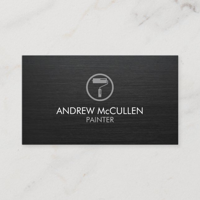 Painter Roller brush Icon Business Card (Front)