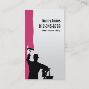 Painter Roller Brush Painting Maroon Business Card