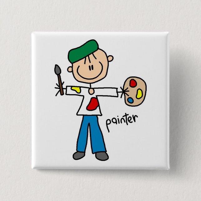 Painter Stick Figure Button (Front)