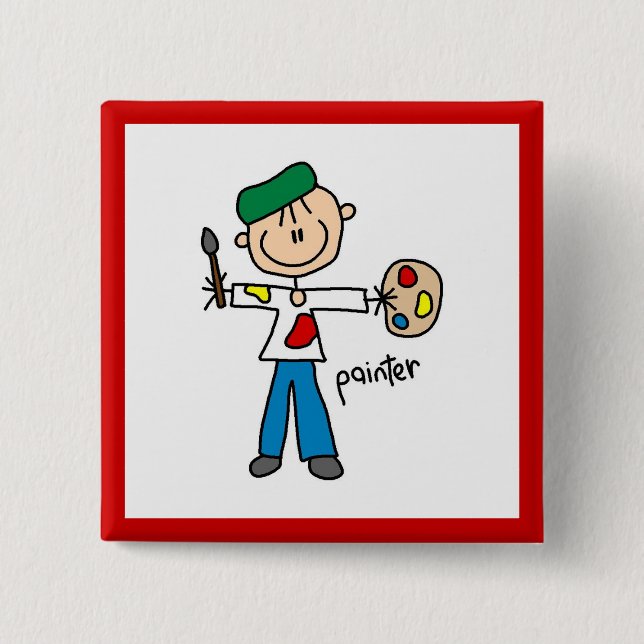 Painter Stick Figure Pinback Button (Front)