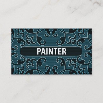 Painter Teal Damask Business Card by businessCardsRUs at Zazzle