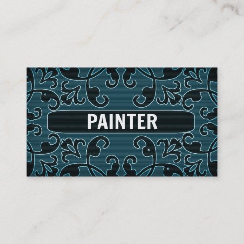 Painter Teal Damask Business Card